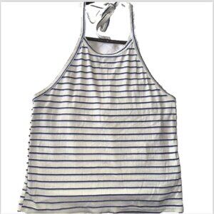 AE American Eagle Halter Neck Tank Top Size Medium – Blue & White Striped